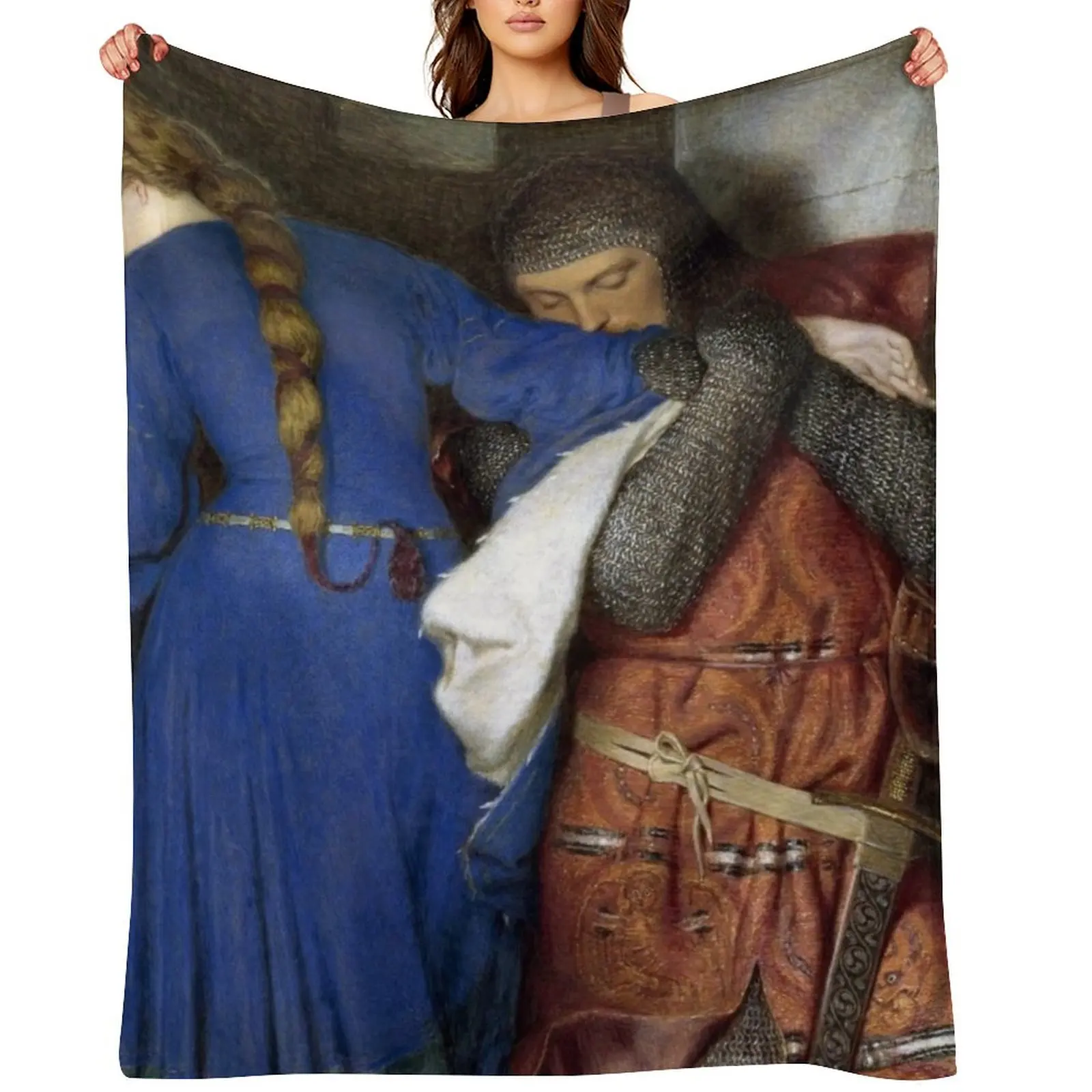 Hellelil y Hildebrand, la reunión en las escaleras de la torre - Frederick William Burton - 1864 Manta de lujo de la marca Throw Blanket