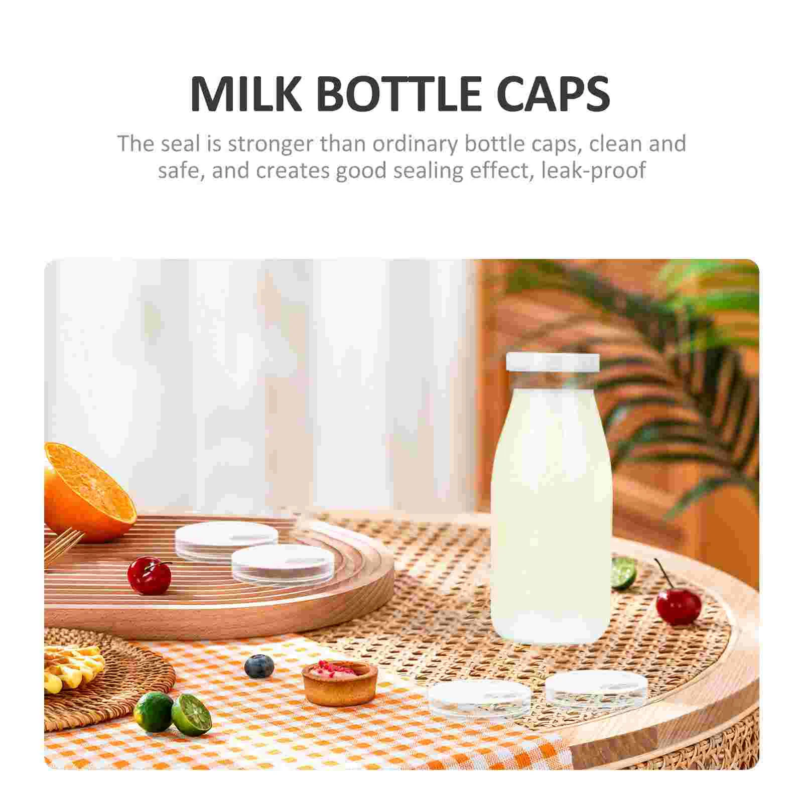 100 Uds. Tapas de botellas de yogur reutilizables 500ml 250ml tapas de botellas de plástico a prueba de fugas seguro fácil uso hogar práctico ancho