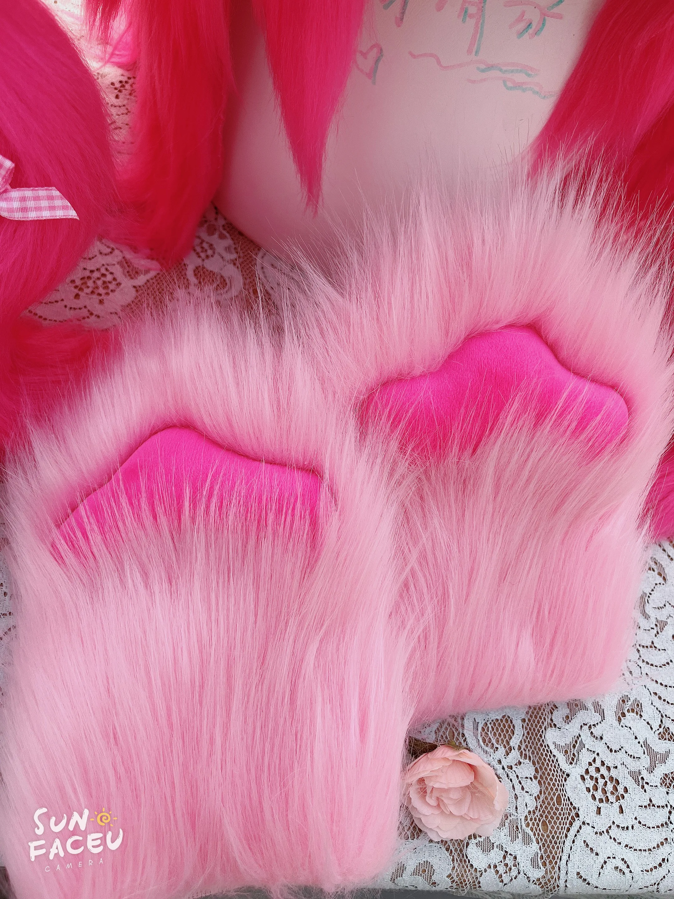 Fursuit de Anime para niños, disfraz de Cosplay peludo Kigurumi, cabeza de pelo azul, zapatos de cola de pata, muñeca Comiket Furries, máscara Kig, regalo de 5 a 18 años