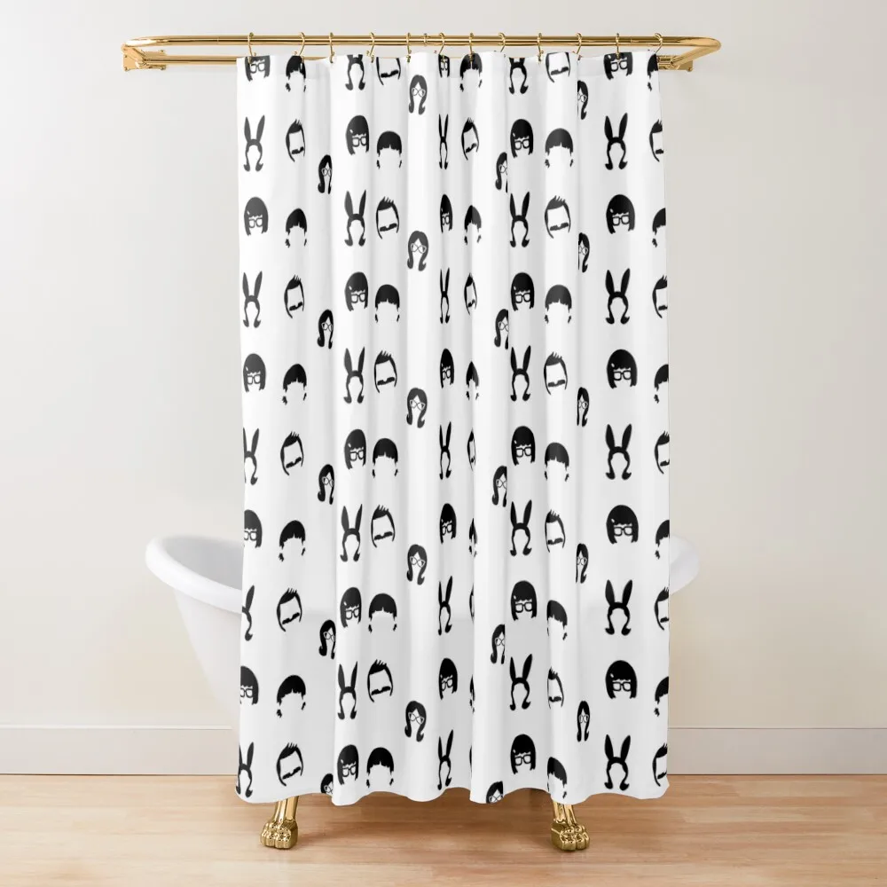 

Burger Family Pack Shower Curtain Waterproof Fabric Bathroom Cute Shower Modern Bathroom Accessories Curtain