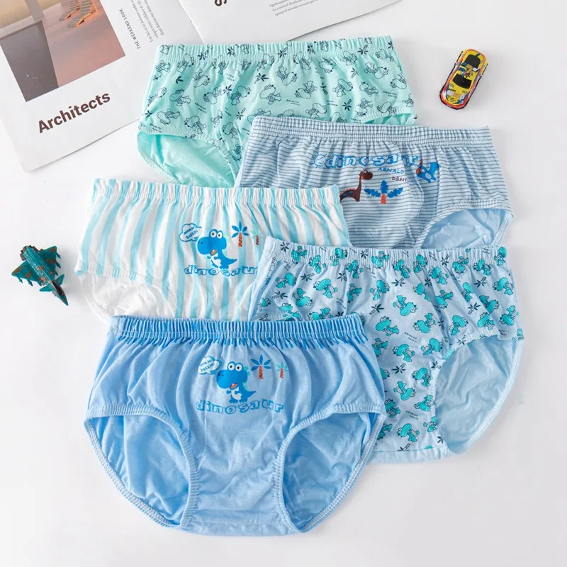 5Pcs/Set Cartoon Dinosaurs Children Underwear Boys Panties Cotton Breathable Kids Knickers Briefs Absorbent Boys Triangle Boxers