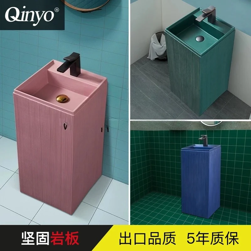 

a1-20column basin integrated floor type wash basin rock slab square wash basin column type wash