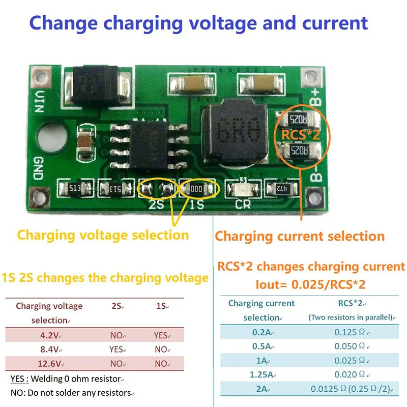 BMS 1S 2S 3S 0.5A 1A 2A Multi-Cell Synchronous Buck Module 18650 Lithium Battery Charger Board DC 5-23V To 4.2V 8.4V 12.6V