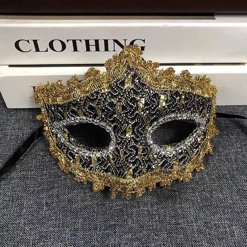 

Golden veil mask, half-face female ancient-style feather stage performance, photo mask makeup, dance party, party props