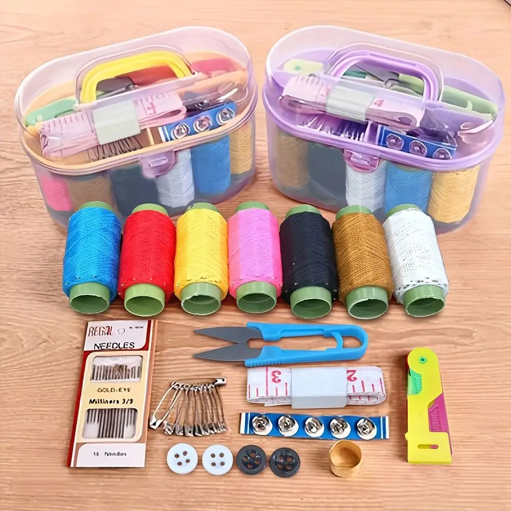 46Pcs/set DIY Embroidery Accessories Needle Thread Sewing Tool Tape Measure Pins Portable Knitting Box Set Household With Case