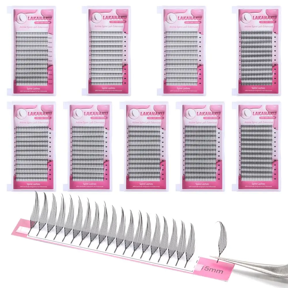 

New 12 Rows Cluster Lashes Kit Single Cluster Comic Spire False Eyelashes C/D Curl Individual Lashes Eye Makeup Tools