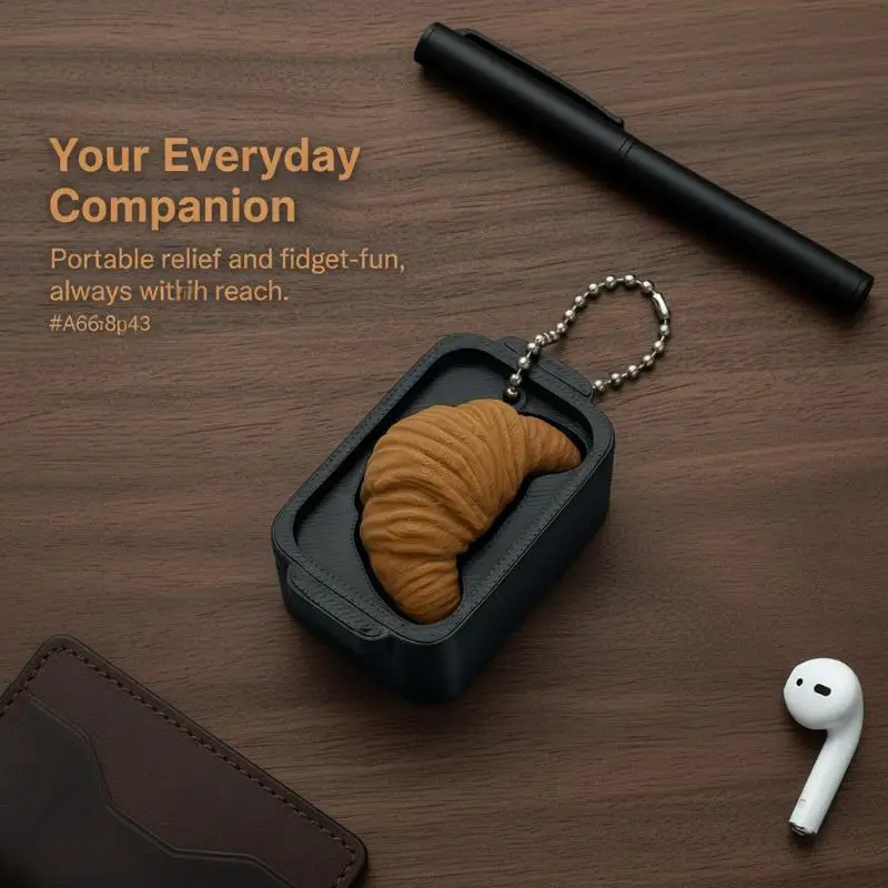 3D‑Printed Simulation Croissant Clicker Toy Keychain Pendant For Desktop Decoration Daily Hanging Holiday Gift Accessories ****