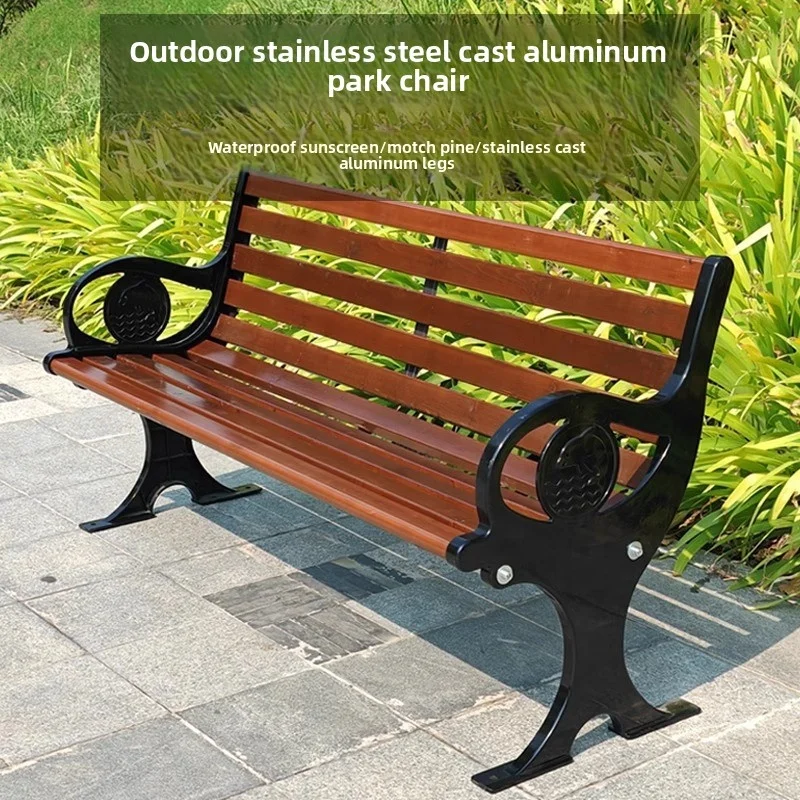 

Modern Country Style Teak Aluminum Waterproof Durable Patio Bench Solid Wood Outdoor Garden Furniture Hospitals Schools