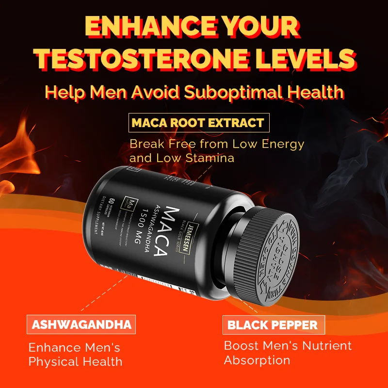 JEMEESEN - Ashwagandha Maca Root Extract Capsules - 500 mg Ashwagandha 1000 mg Maca Root - Men & Women Supplement Stress Relief