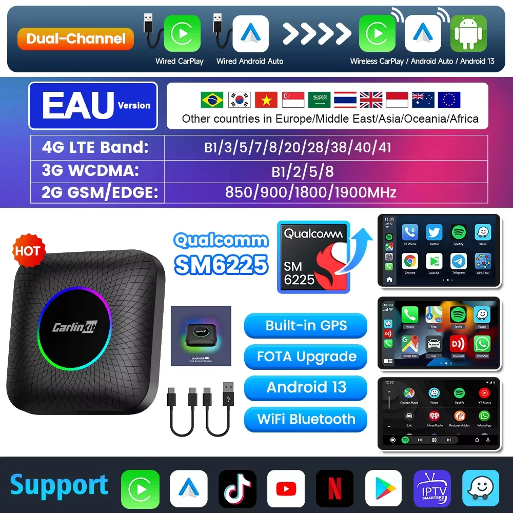 CarlinKit Android 13 Tv Box CarPlay Android Auto TBox Ambient