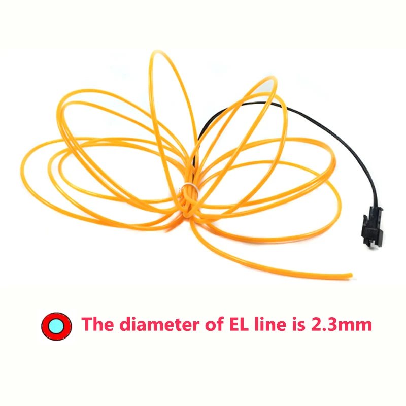 Fil EL lumineux pour bricolage, accessoires de décoration de voiture, accessoires de défilé de mode, pilote EL non inclus, vêtements lumineux, 2.3mm, 10 couleurs