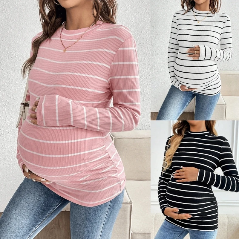 aggiornamenti-maglietta-premaman-a-maniche-lunghe-a-righe-morbido-misto-cotone-elasticizzato-top-gravidanza-per-ogni-giorno-cura
