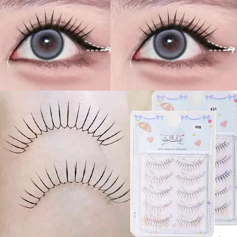 Novo ídolo coreano cílios naturais em forma de u tira fina cílios macios mangá extensões de cílios postiços cílios em quadrinhos olhos maquiagem