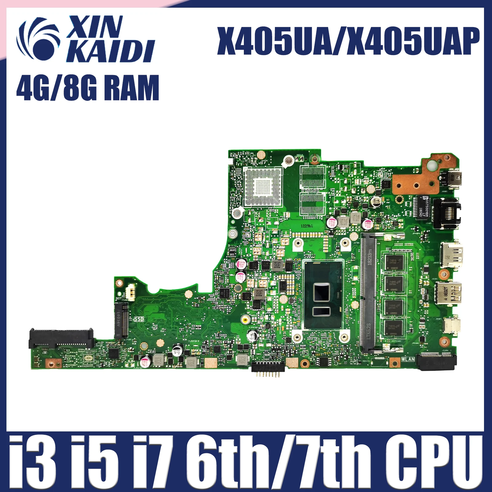 X405UA For Asus S4100U X405UAP X405UR X405UB A405U V405U S405U K405U X405UQ Mainboard CPU i3 i5 i7 6th/7th Gen 4G/8G-RAM