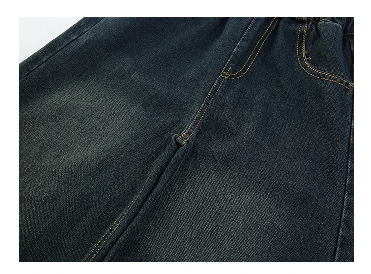 ZOETOPKID Kinder Mode High-Waist Weitbein-Jeans für junge Mädchen Streetwear Lose Denim-Hosen Kinder Dunkelblaue Jeans – Detail 10