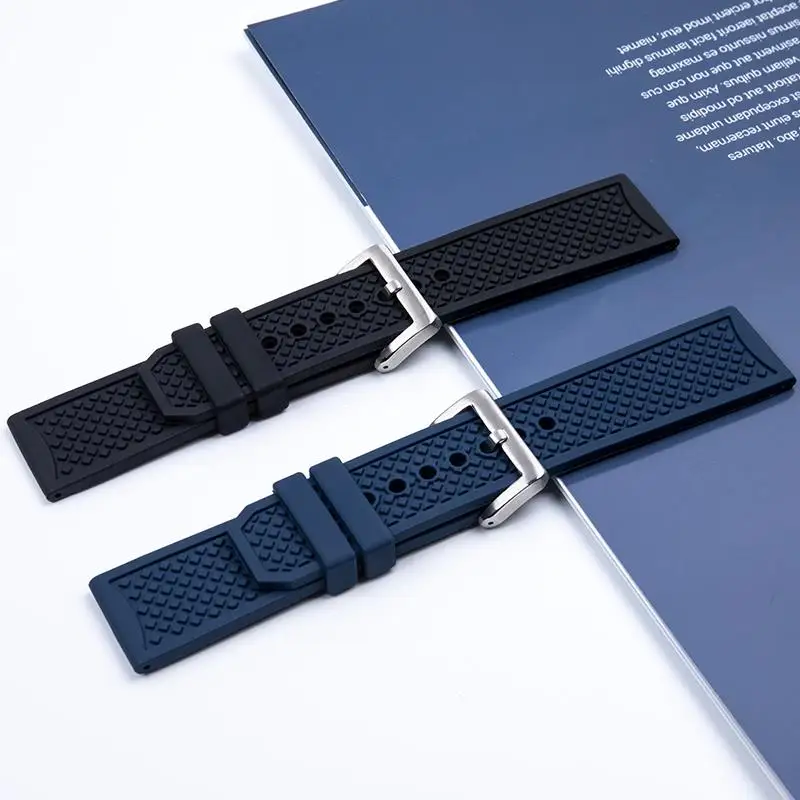 SCHIK Soft Rubber Silicone Watch Band Waterproof Wristband For Cartier Strap CALIBRE W7100055/WGCA0010 WSCA0006 Bracelet 23mm