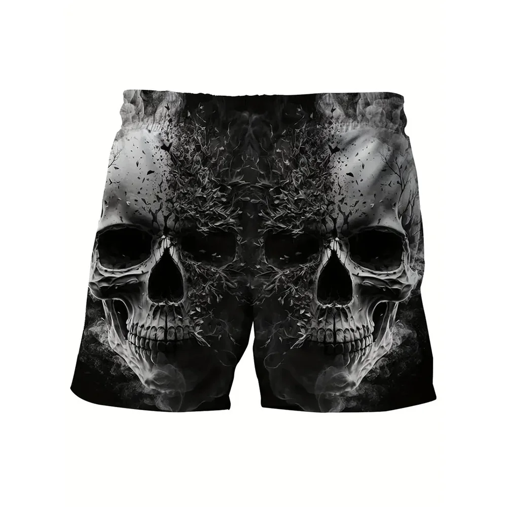 New Men\'s Beach Pants Split Skull 3D Printed Men\'s Shorts Summer Casual Breathable Shorts Men\'s Clothing Bermuda Men\'s Shorts