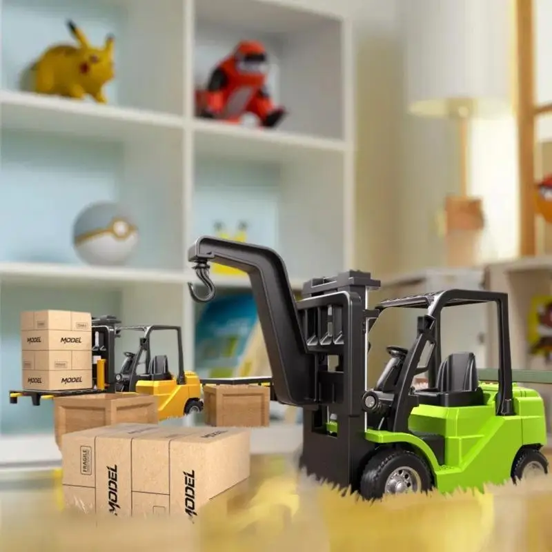 Miniature 1/64 Scale Alloy Material RC forklift Toy Car with 2.4GHz Remote Control + Lift-Down-Rotate Functions