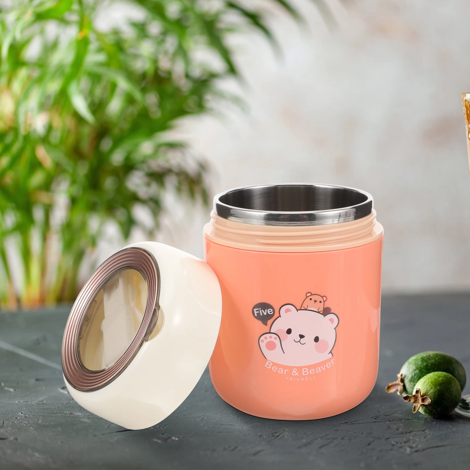 

Cute Portable Stainless Steel Thermal Soup Insulated Food Container Hot Porridge Coffee Tea Leakproof Lid Travel Mugporridge