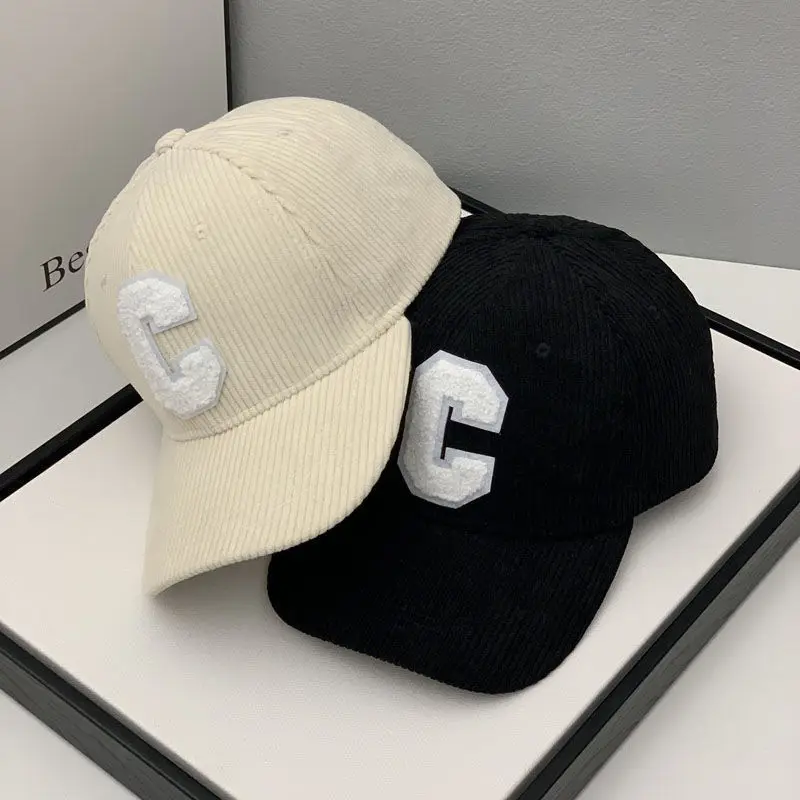 Fashion Corduroy Baseball Cap Ladies Letter C Snapback Hat Women Shopping Dress Up Adjustable Casual Caps Hip Hop Hats
