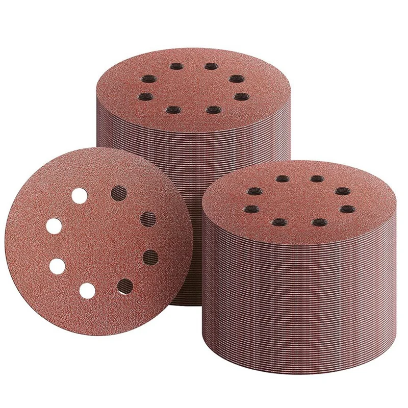 

150Piece 5In Sanding Discs 8 Hole Hook And Loop Sanding Discs For Random Orbital Sander