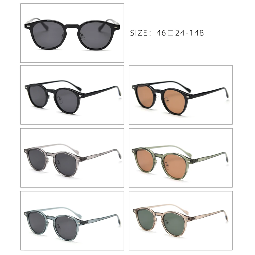 Peekaboo unisex spolaryzowane okulary przeciwsłoneczne retro kobiety koreański styl ultralekkie okrągłe okulary przeciwsłoneczne dla mężczyzn TR90