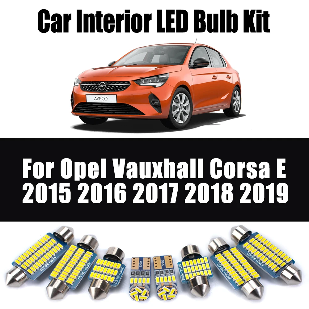 

11Pcs LED Interior Reading Dome Trunk ​Light Bulb Kit For Opel Vauxhall Corsa E 2015 2016 2017 2018 2019 Canbus Car Accessories