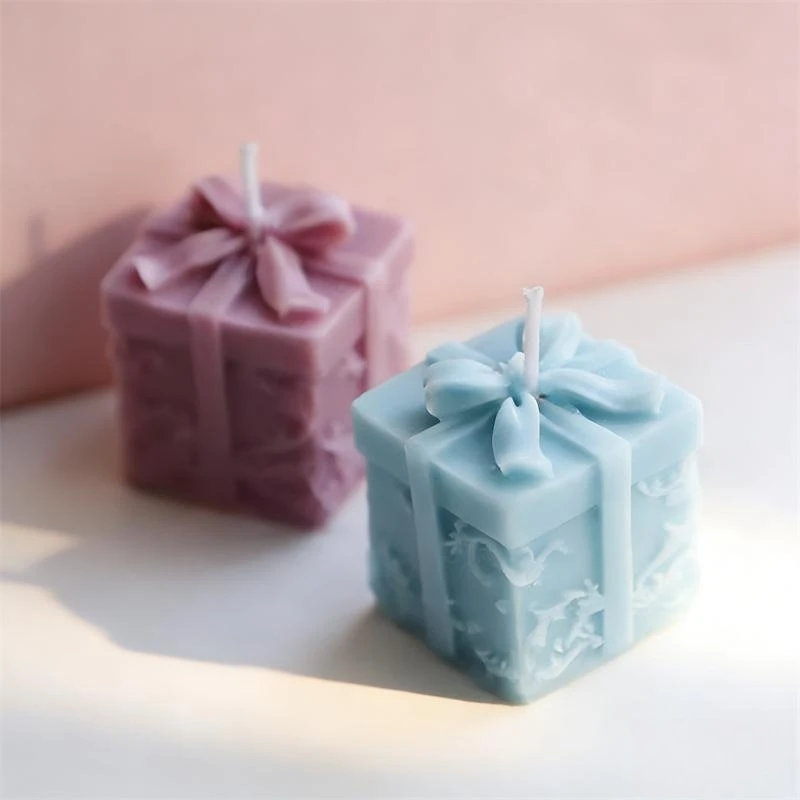 

Mini Gift Box Shape Plaster Crafts Gypsum Ornament Silicone Mold Scented Candle Home Decoration Mould