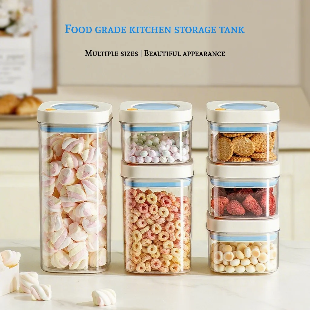 

Vacuum Sealer Food Storage Containers One Touch Press Button Air Tight Kitchen Canisters Jars BPA Free PET Silicone Seal 3 Size