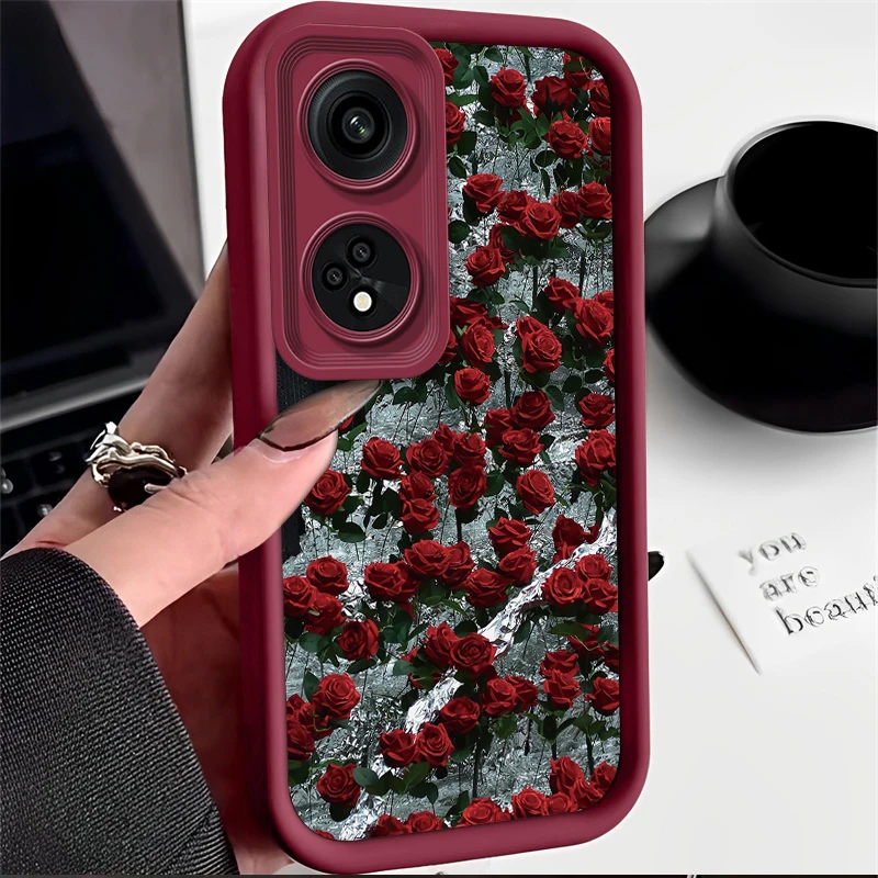 Luxury Rose Flower Silicone Phone Case On For Oppo Reno8T Reno 8T 4G 5G Reno8 T Camera Protetive Back Cover