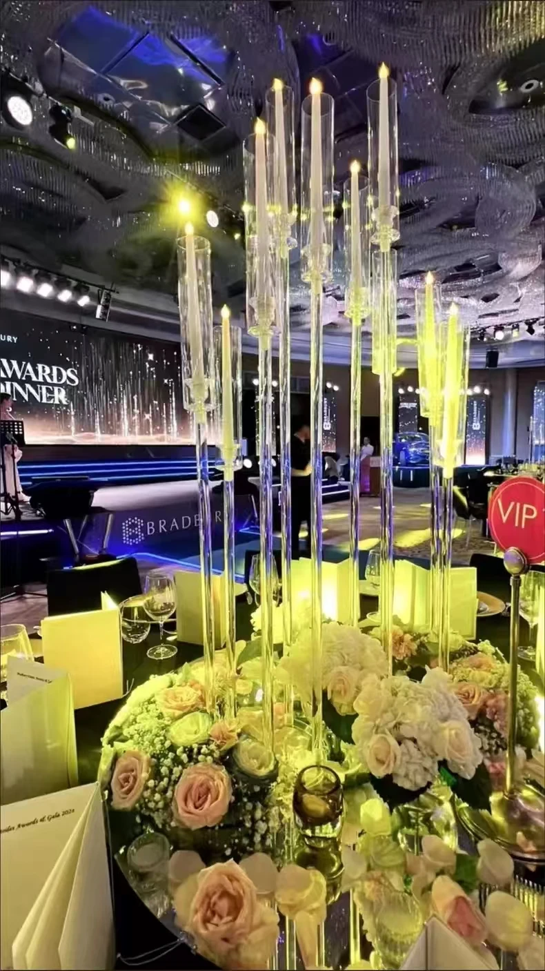 

Crystal-Like Acrylic Candelabra，Wedding Christmas Party Decor, Shatterproof Candlestick Holder for Indoor/Outdoor Centerpiece