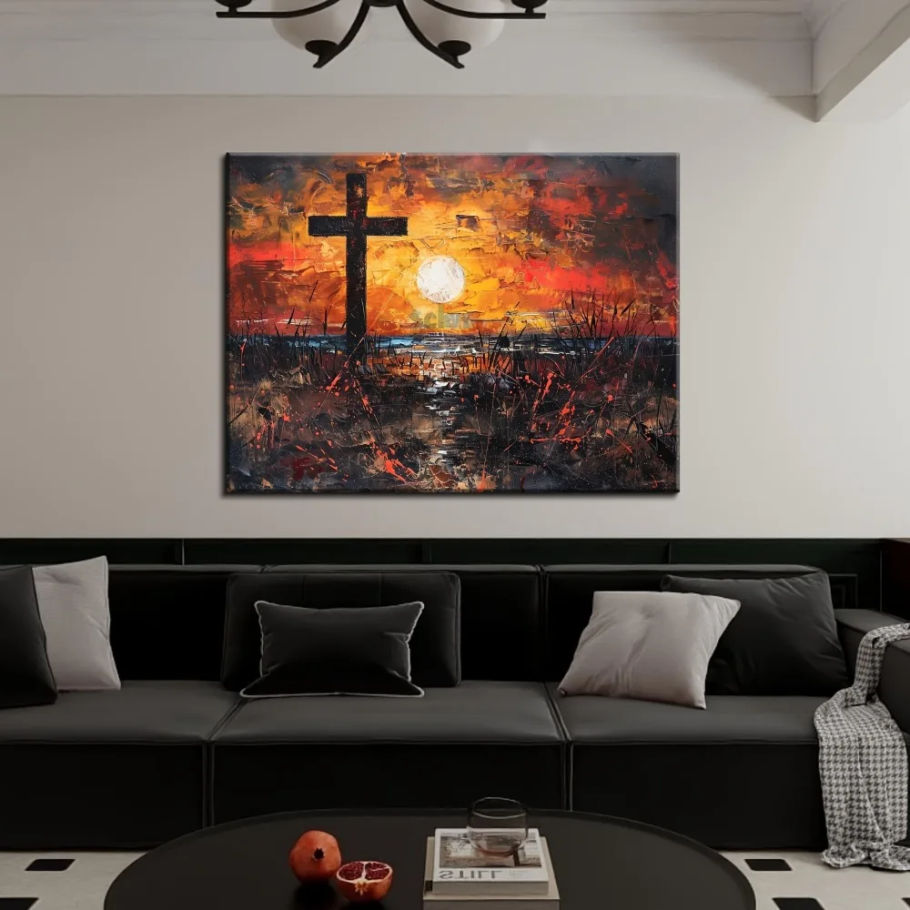 Sunset and Sun Canvas Art - 1.5 inch thick pine frame,suitable for bedroom,living room - contemporary aesthetic landscape poster