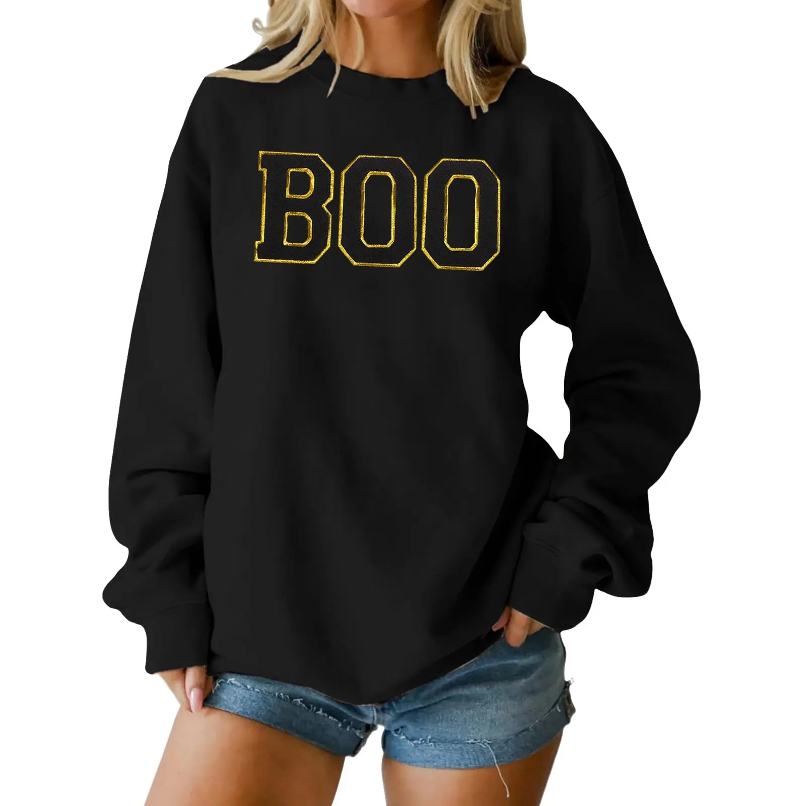 Nouveaux vêtements d'hiver femme col rond imprimé hauts coton décontracté mode à manches longues pull haut chemisier femme vêtements