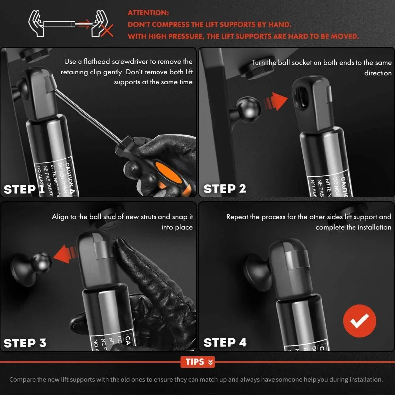 PUSU 2PCS Rear Hatch Lift Supports Shock Struts for Honda Crosstour 2012-2015 Hatchback 74820TP6A01, 74870TP6A01 74820-TP6-A01