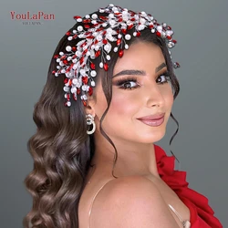 YouLaPan Bride Rhinestone Hair Hoop Wedding Hair Accessories Luxury Pearl Headband Bridesmaid Headwear Women Head Hoop HP801