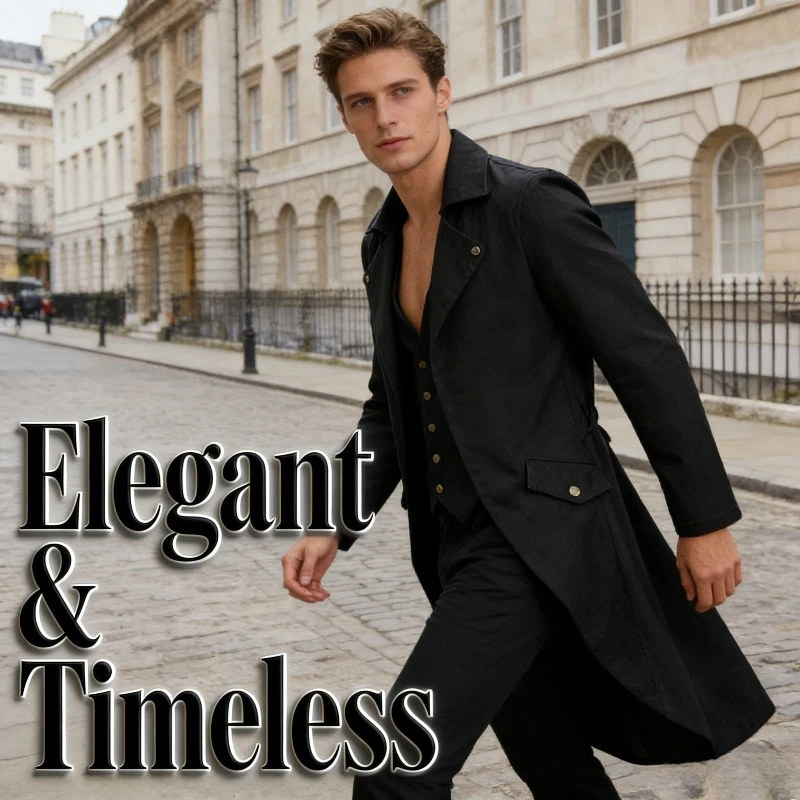 

Мужской длинный плащ в европейском классическом стиле, средневековый костюм для театральных постановок, ретро-фрак