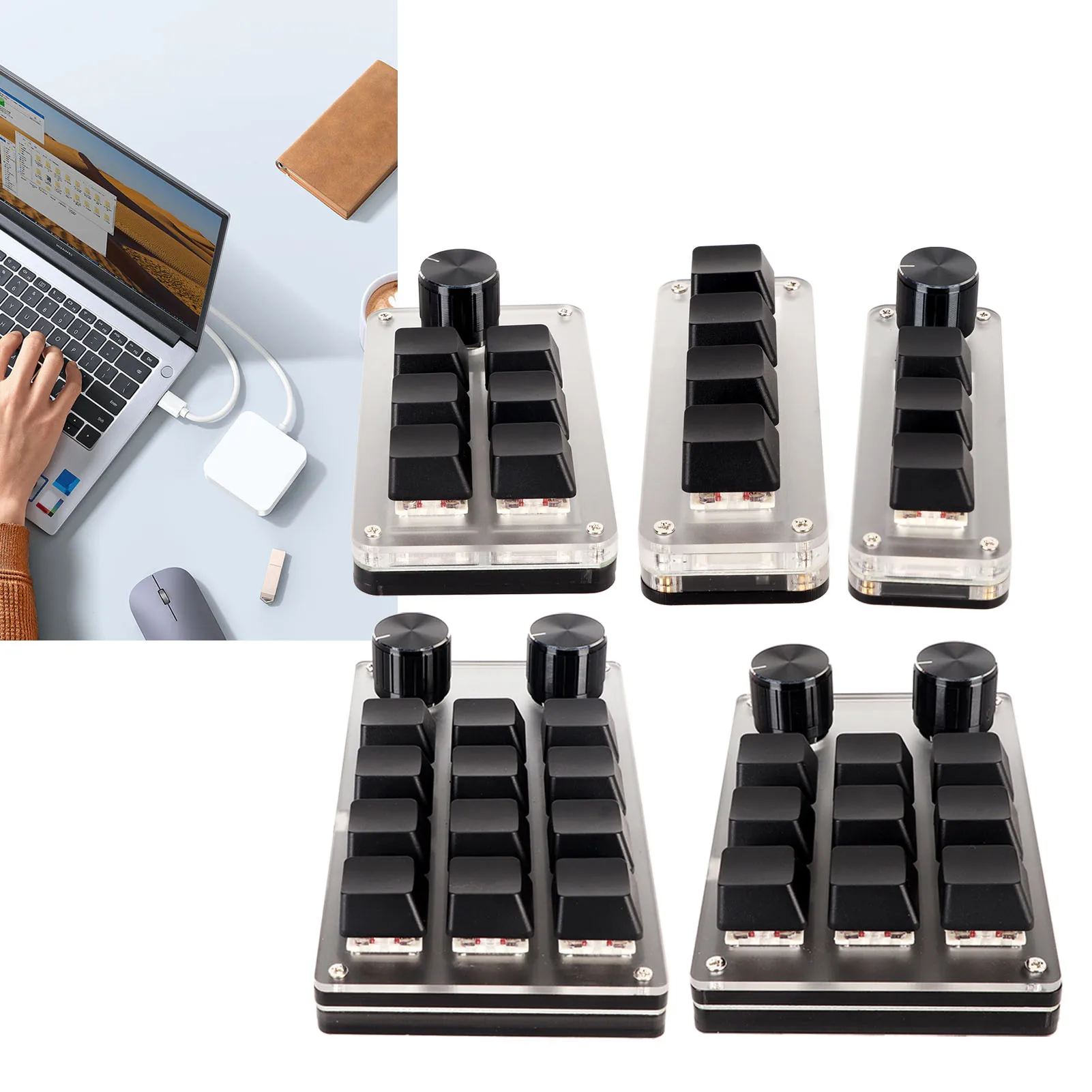 1Pc Red Switch Mechanical Macro Keyboard Plug and Play Ergonomic Customized Knobs USB Mini Keypad for Desktop PC