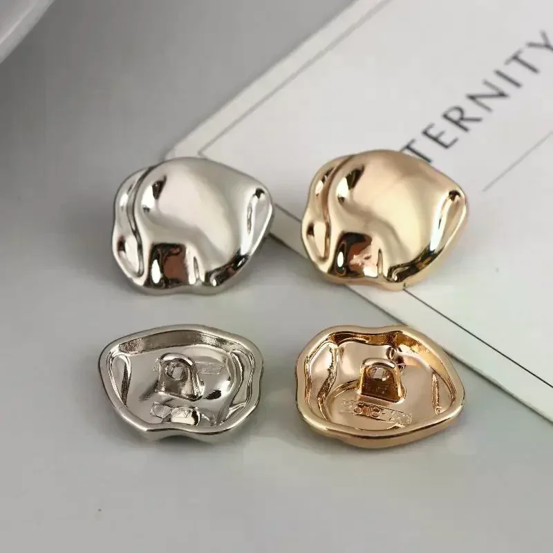 10pcs Irregularly Shaped Buttons Beautiful Gold/Silver Color Metal Shank Buttons Diy Crafts Clothing Sewing Accessories