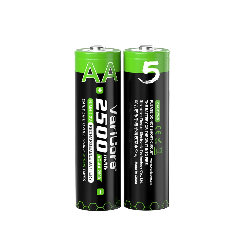 NEW VariCore 1.2V AA 2500mAh Ni-MH Rechargeable battery aa for Temperature gun remote control mouse toy batteries