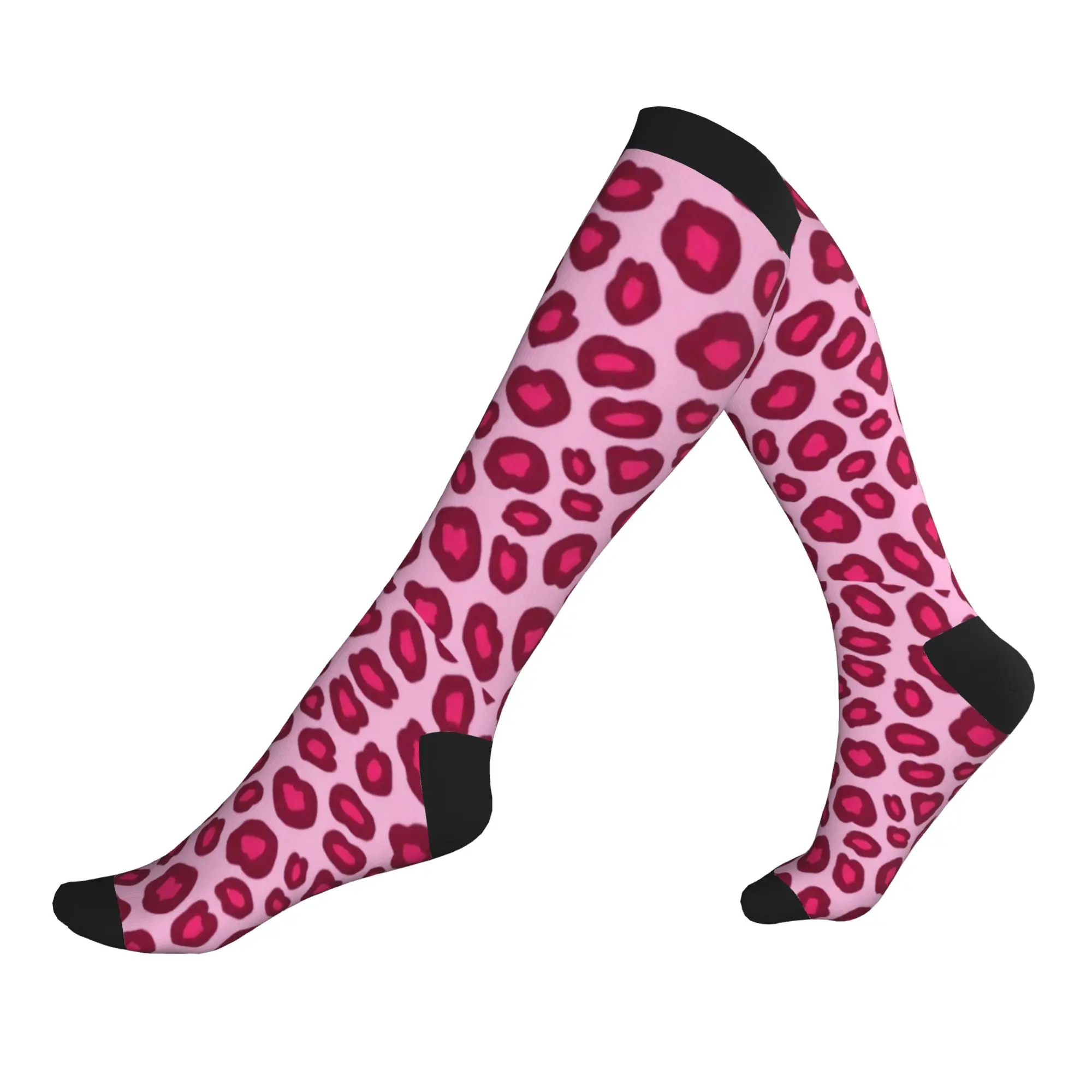 

Pink Leopard Print Men Women Sports Compression Socks Unisex Fun 3D Print Dress Socks