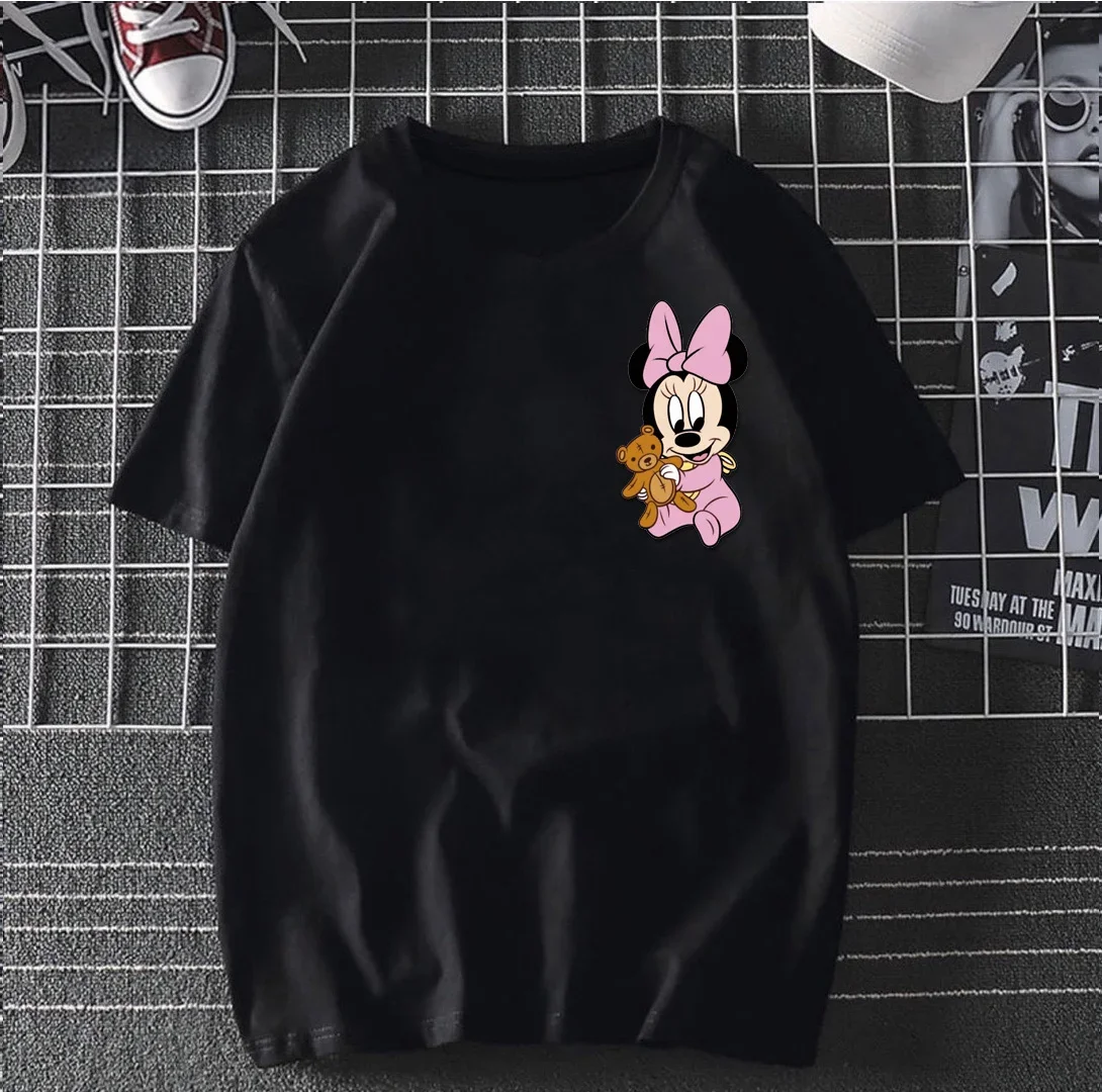 Disney Ladies Hoodie Minnie Cute Costume Mickey Mouse T Shirt Cartoon Top Short Sleeve Sweat Top Fashion T Shirt Ladies