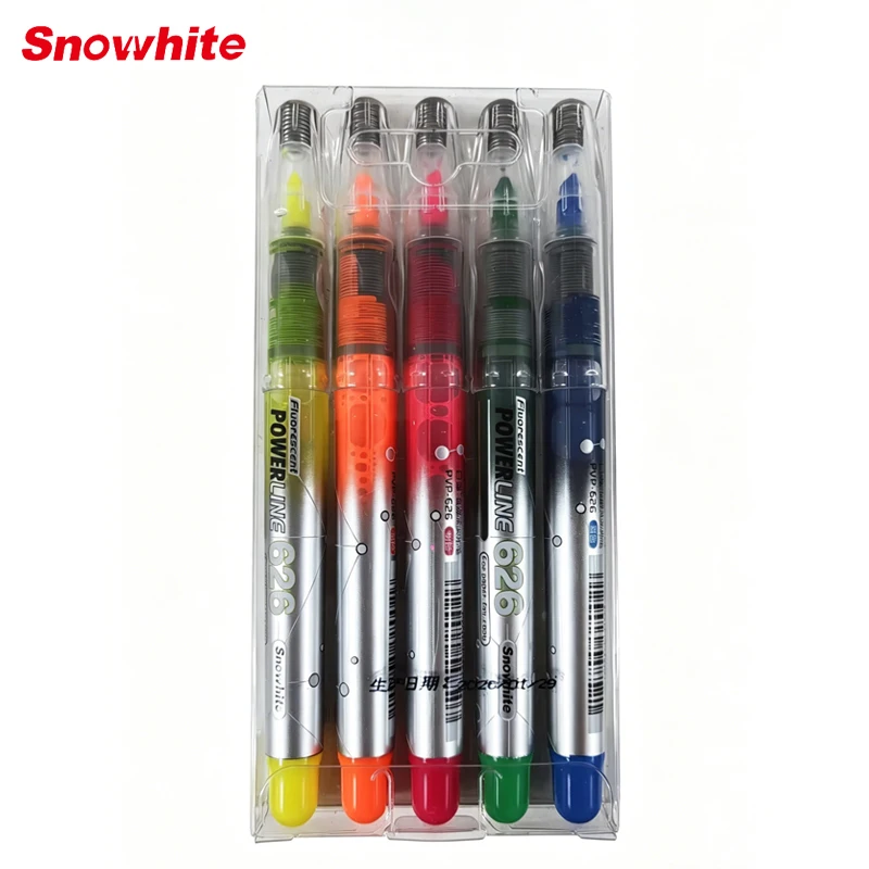Snowhite Direktflüssiger Textmarker-Set, 5 Verschiedene Farben, Glatter Markierstift für Schule & Bürobedarf