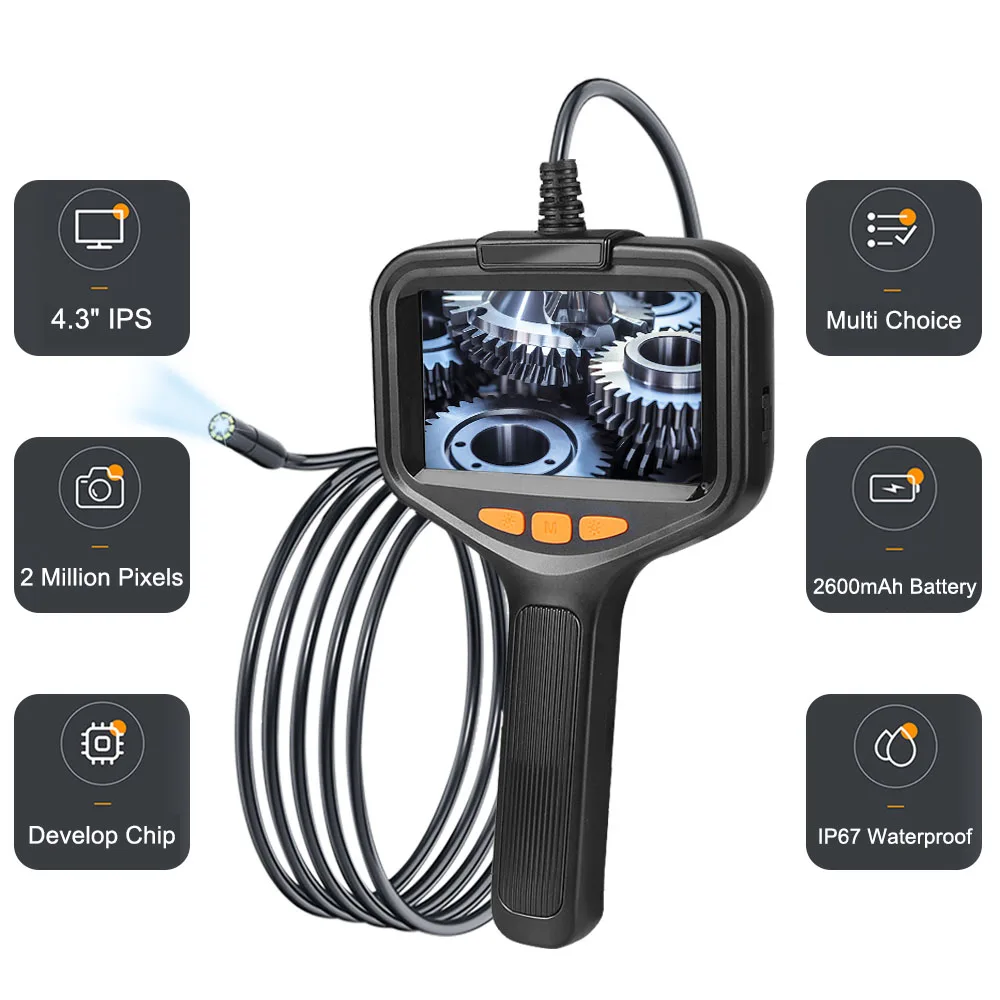 P200 2m/5m Cable Universal Car Endoscope 1920*1080P HD Car Diagnostic Tools 4.3inch IPS Screen 8mm Camera IP67 Waterproof