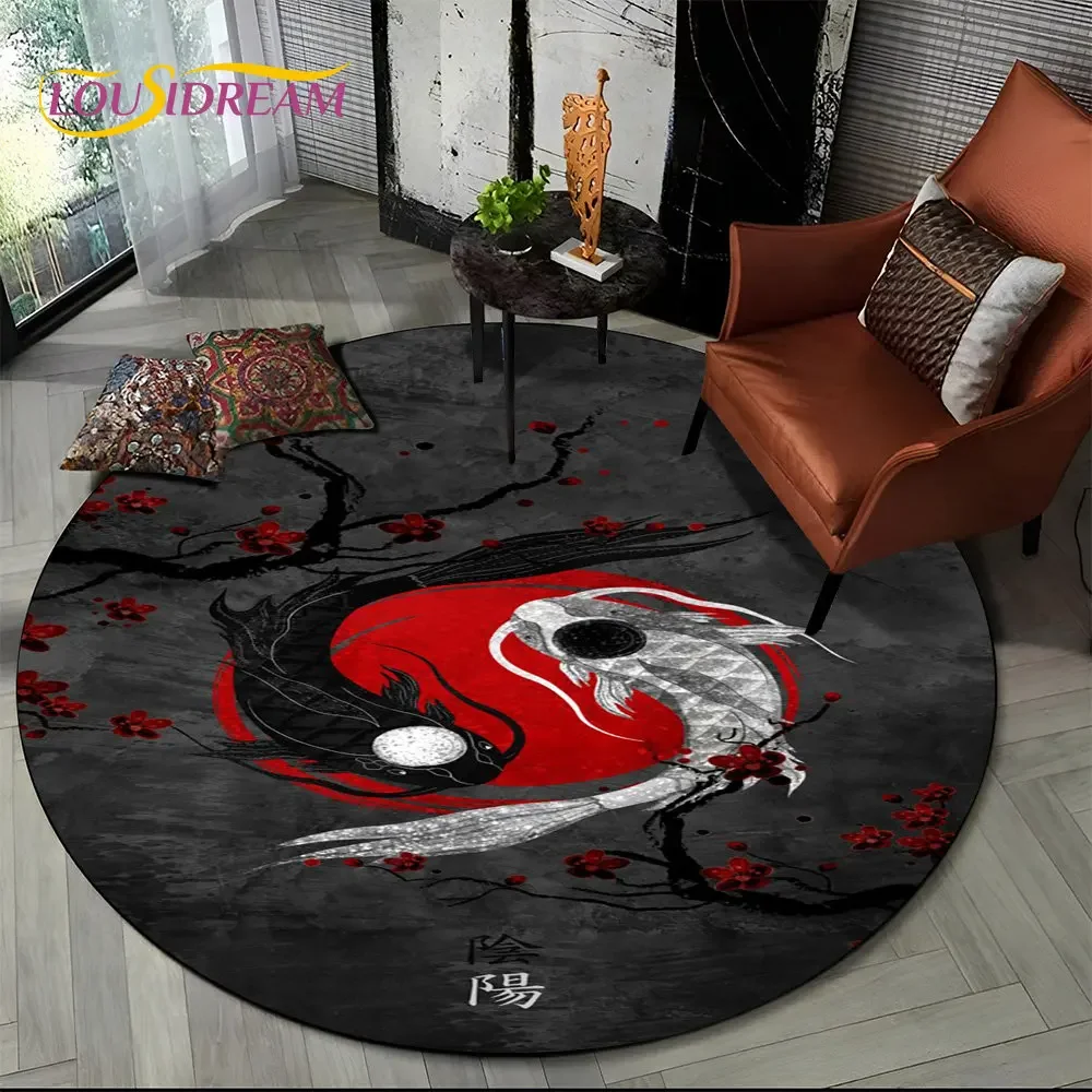 3D Chinese Tai Chi Bagua Yin Yang Round Area Rug,Carpet Rug for Living Room Bedroom Sofa Playroom Decor,kids Non-slip Floor Mat