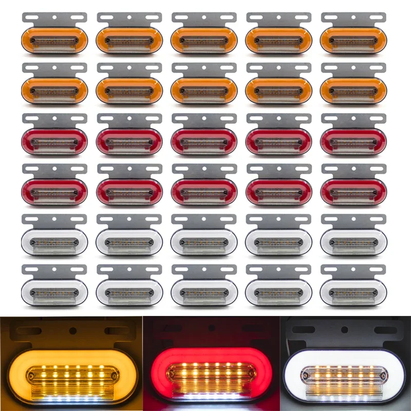 10pcs 12V/24V 24 LED Car Truck Side Marker Lights Car External Lights Signal Indicator Lamp Warning Tail LightTrailer Lorry