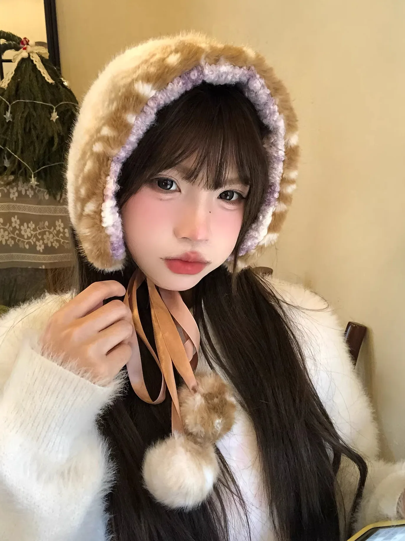 Thickened Plush Deer Ear Muffs Women's Winter Neck Protection Warm Cozy Ear Covers Fashionable Double Layered Ear Pads