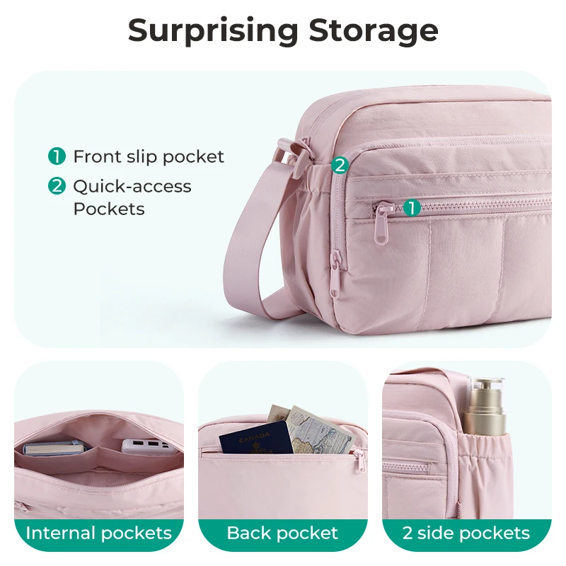 BAGSMART Borse a tracolla Borsa a tracolla Hobos imbottita casual da donna Borsa a tracolla portatile da viaggio femminile in tinta unita