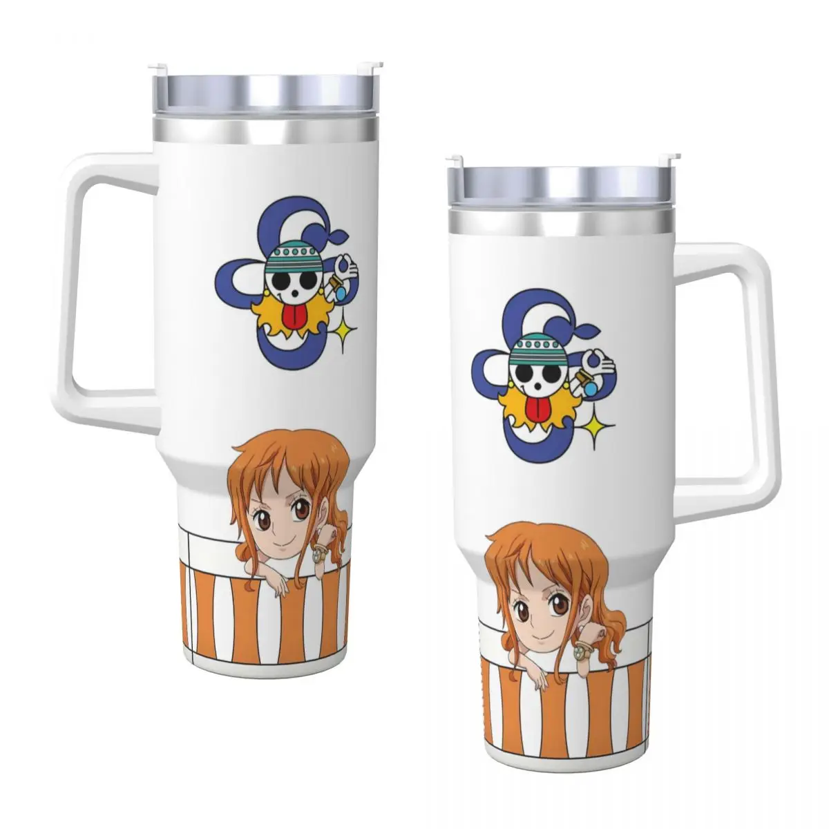 O-One Anime P-Piece Stainless Steel Tumbler Travel Thermal Mug With Straws Lid Large Capacity Mugs Cup Cold Drink Water Bottle