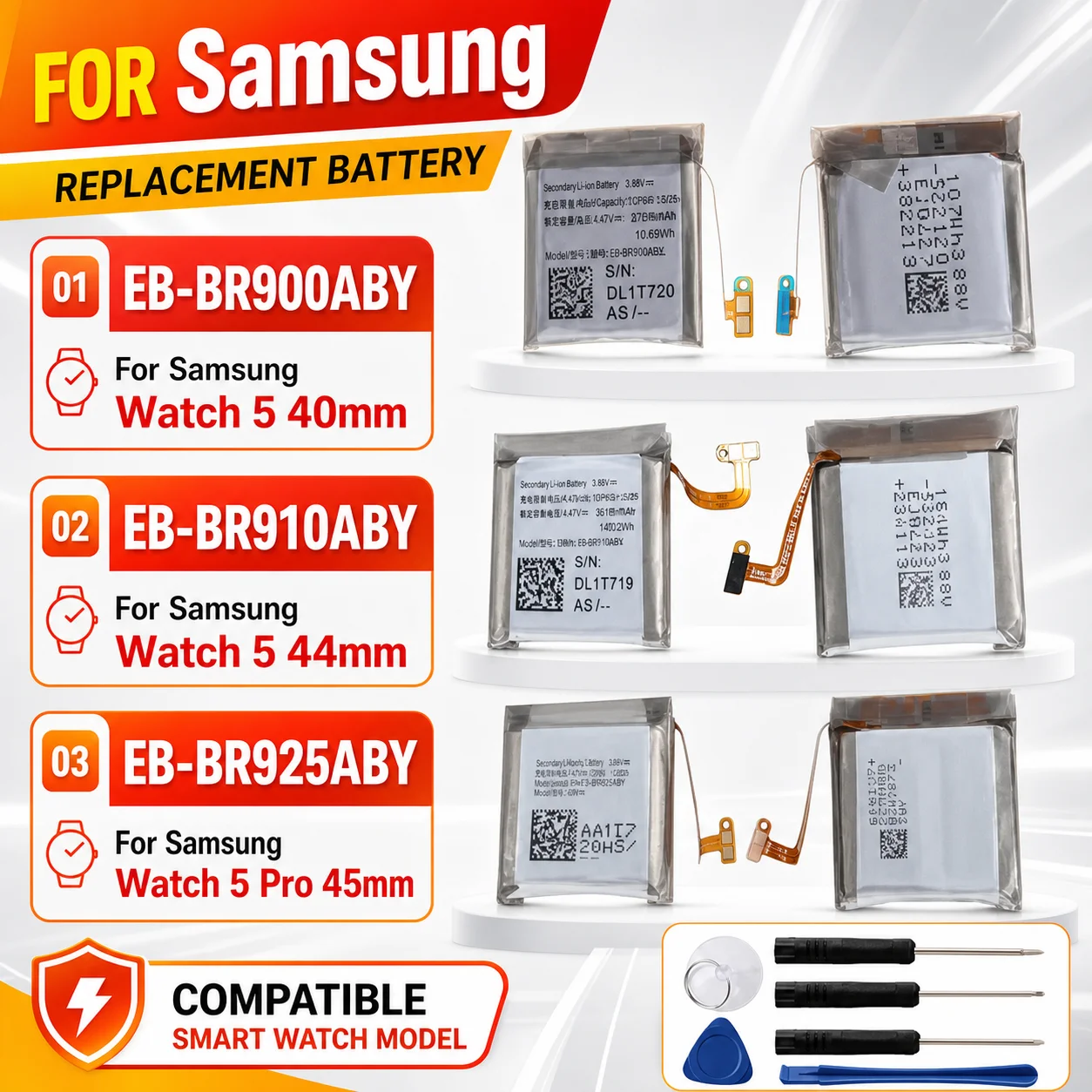 Smart Watch Replacement Battery EB-BR900ABY EB-BR910ABY EB-BR925ABY For Samsung Galaxy Watch5 40MM 44MM 5 Pro 45MM