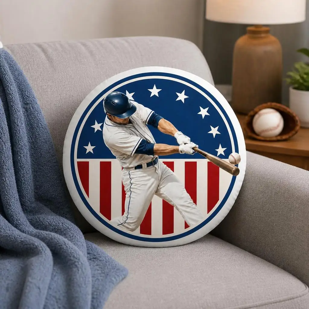 Baseball Batter Stars Stripes Sports Plush Pillow Cushion Irregular Stuffed Throw Pillow Home Decor Gift Sofa Bed